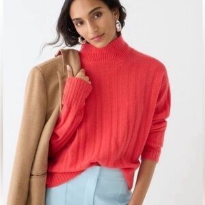 J. Crew Merino Wool Alpaca Mock Neck Soft Ribbed Sweater